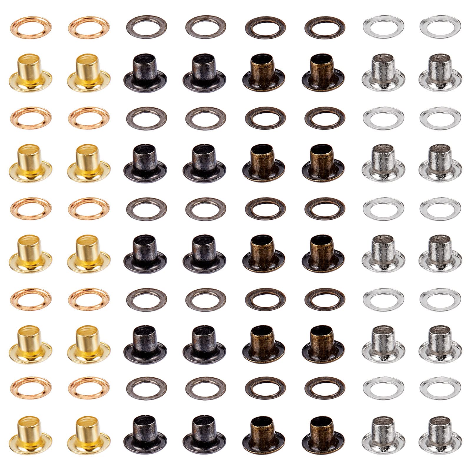 GORGECRAFT 200 Sets 4 Colors Eyelets And Grommets 3MM Hole Self Backing Eyelet Mini Crop A Dile Eyelets with Washers for Paper Crafting Bead Cores Clothes Leather Canvas