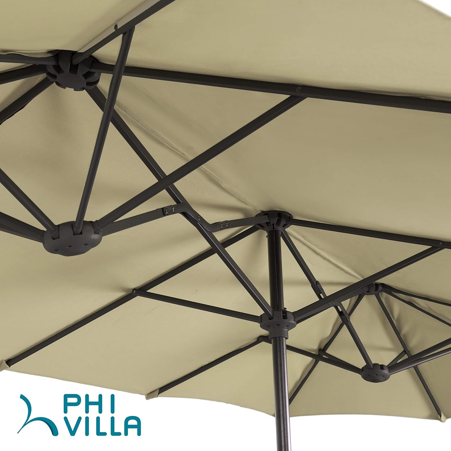 Phi Villa 13ft Double Sided Twin Outdoor Patio Umbrella Market Umbrella Beige Umbrellas