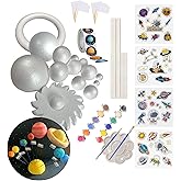 Rejopfad Solar System Model Kit for Crafts, Solar System Project Kit Include Foam Balls, Color Pigments, Paint Tray Palette, Brushes, Sticks, Flags, Stickers (58 Pack Set)