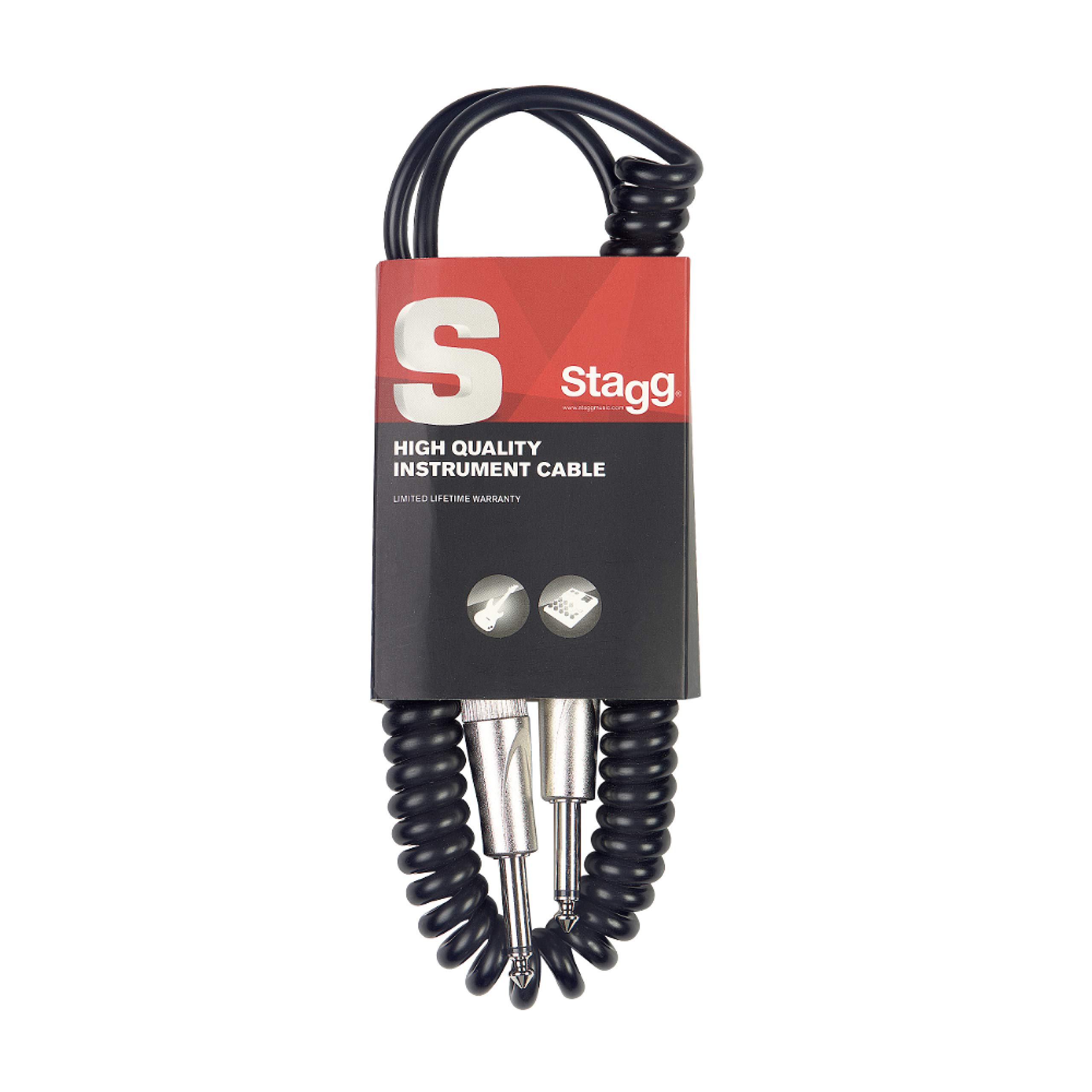 Stagg SGCC6 DL 6m S-Series Coiled Jack to Jack Instrument Cable