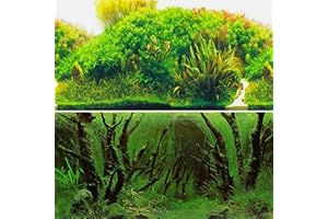ELEBOX New 20" x 48" Fish Tank Background Paper Wallpaper 2 Sided Colorful Seaweed Water Plants Aquarium Poster Decorations