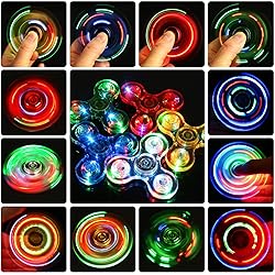 SCIONE 5 Pack LED Light Up Fidget Spinners,Glow in