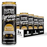 Super Coffee Espresso Triple Shot Black, 0g Sugar Cold Brew, 11oz 12Pk