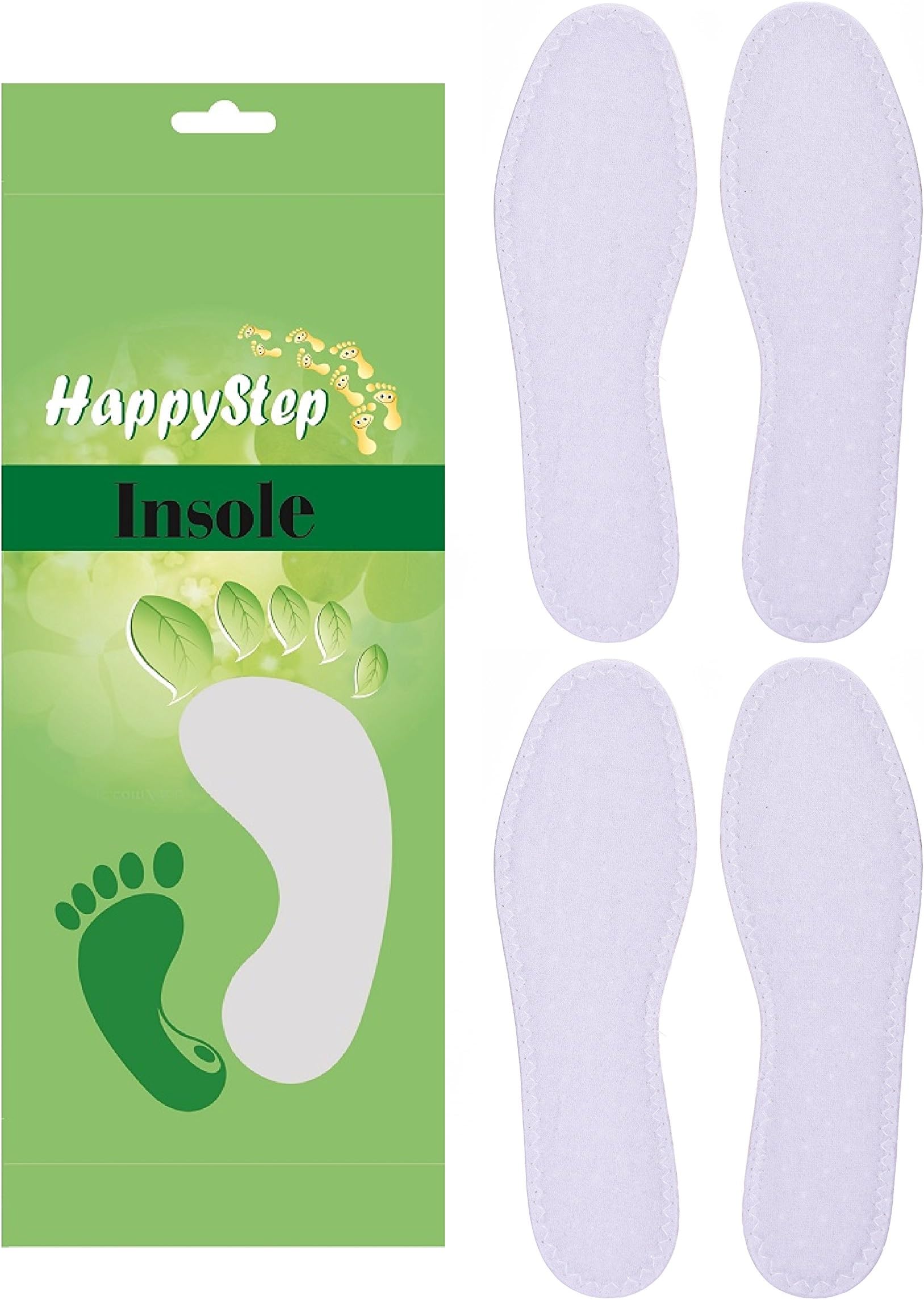 HappyStepยฎ 2 Pairs Terry Insoles The Best Barefoot Insoles, Ideal for Walking, Jogging and Running in All Seasons, Washable and Reusable, 1-Pair Black and 1-Pair White