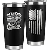 TEEBIM Gifts for Men, Dad from Daughter Son - 30th, 40th, 50th and 60th Birthday Gifts for Men, Grandpa - Funny Tumbler Gift, Im Not Old Im Classic - 20 Oz Stainless Steel Tumbler