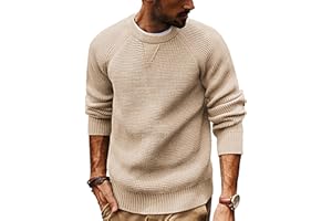 PJ PAUL JONES Mens Crewneck Sweater Waffle Knitted Pullover Sweaters Raglan Sleeve Knitwear Sweaters