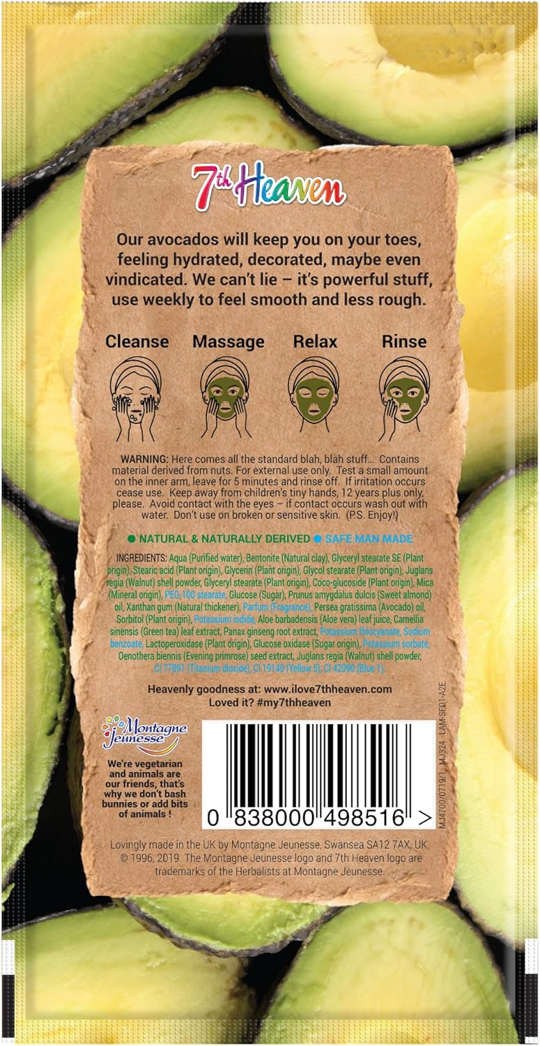 7th Heaven Superfood Avocado Clay Mask by, Brightening and Exfoliating Mask with Avocado and Walnut for a Deep Pore Cleanse - Image 3