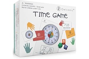 OWLCONIC Learning Time Game - 128 Piece Teaching Aid to Help Kids Learn Analog and Digital Time - Educational Resource Toy for Children - Kindergarten Homeschool Supplies