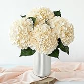 SUMTIPHUN 4 Pcs Hydrangeas Artificial Flowers, 20 inches Large Lifelike Fake Silk Flowers, Faux Hydrangeas Flowers for Wedding Home Party Decor Baby Shower Table Centerpiece (Champagne)