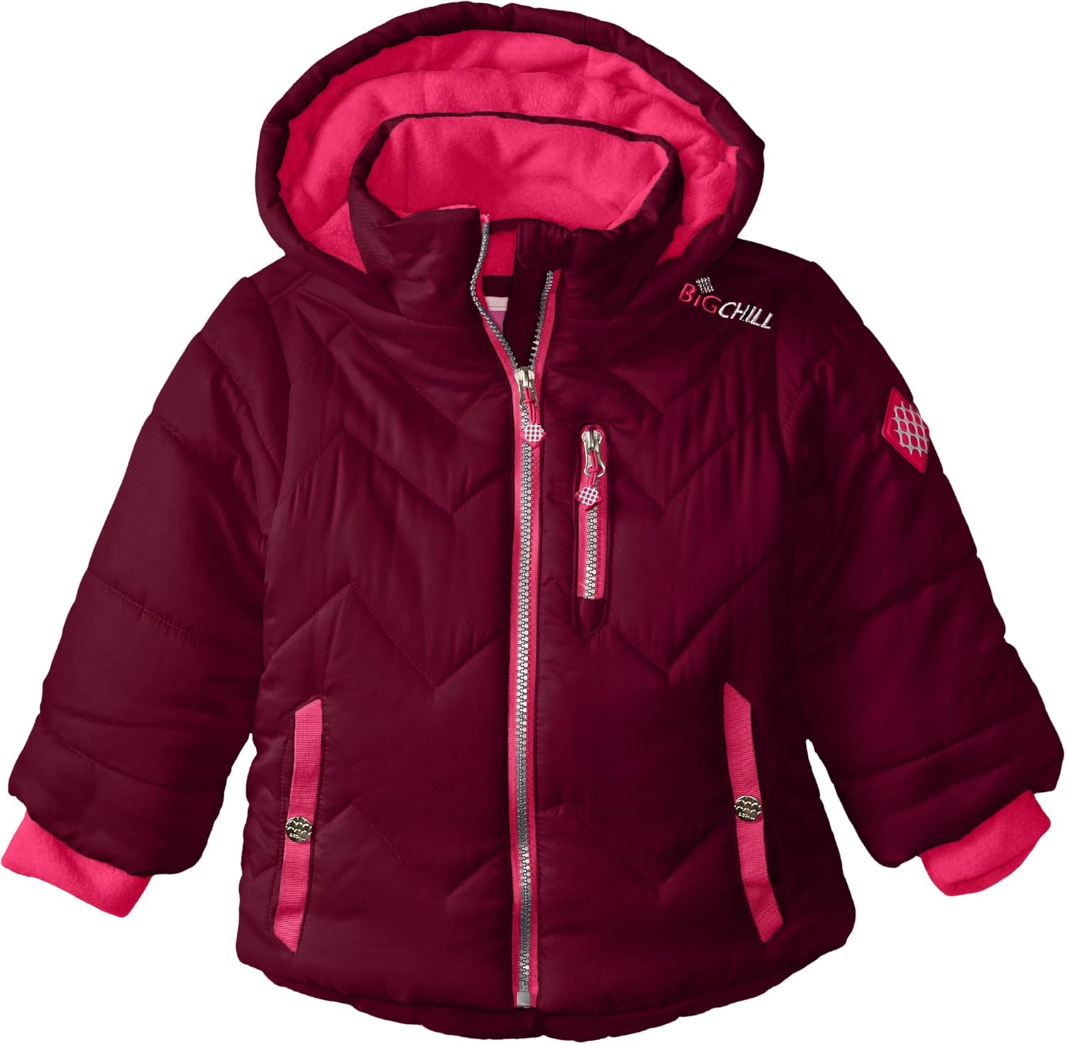Big Chill Little Girls' Puffer Coat with Sherpa Trim Hood
