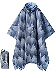 PTEROMY Hooded Rain Poncho for Adult with