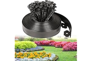 JERIA 2 Inch Tall 33 FT Garden Edging Kit with 45pcs Spikes, Plastic Edging for Landscaping