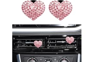 Wedcool 2PCS Car Air Vent Clip, Car Air Conditioning Outlet Clip, Bling Crystal Heart Charms Car Air Vent Clips, Car Accessor