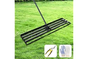 NITOO NITTO Lawn Leveling Rake – Heavy Duty Steel Rakes for Gardening with Ergonomic Easy Grip Handle – Multipurpose Landscape Rake for Lawn Care with Gardening Scissors, Gardening Gloves, Small Wrench