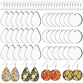 Duufin 120 Pcs Sublimation Earring Blanks with Earring Hooks and Jump Rings Heat Transfer Earrings Blank Unfinished MDF Round Teardrop Sublimation Blanks for Christmas Valentine Halloween Women DIY