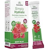 Swanson Simply Hydrate Electrolyte Mix - Sugar-Free Berry Blast Flavor - 8 Packets | Advanced Electrolyte Blend | Convenient On-The-Go Solution