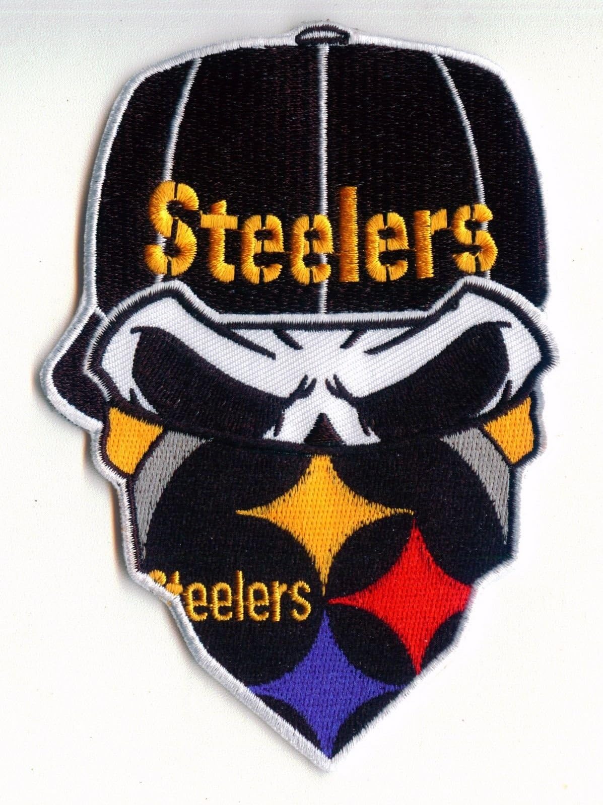Pittsburgh Steelers Nation Skull/Bandanna Iron on Football Jersey Patch