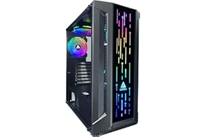 Apevia Matrix-BK Mid Tower Gaming Case with 1 x Tempered Glass Panel, Top USB3.0/USB2.0/Audio Ports, 4 x RGB Fans, Black Frame