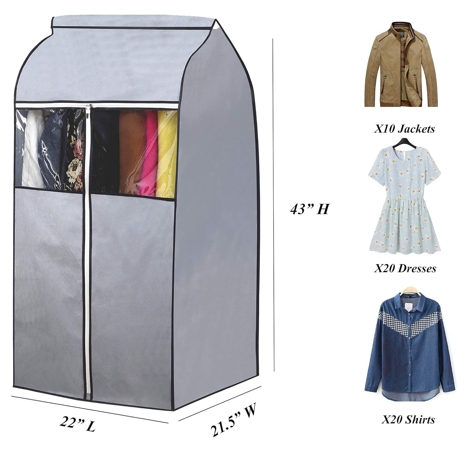 SLEEPING LAMB Garment Bag Organizer Storage with Clear PVC Windows