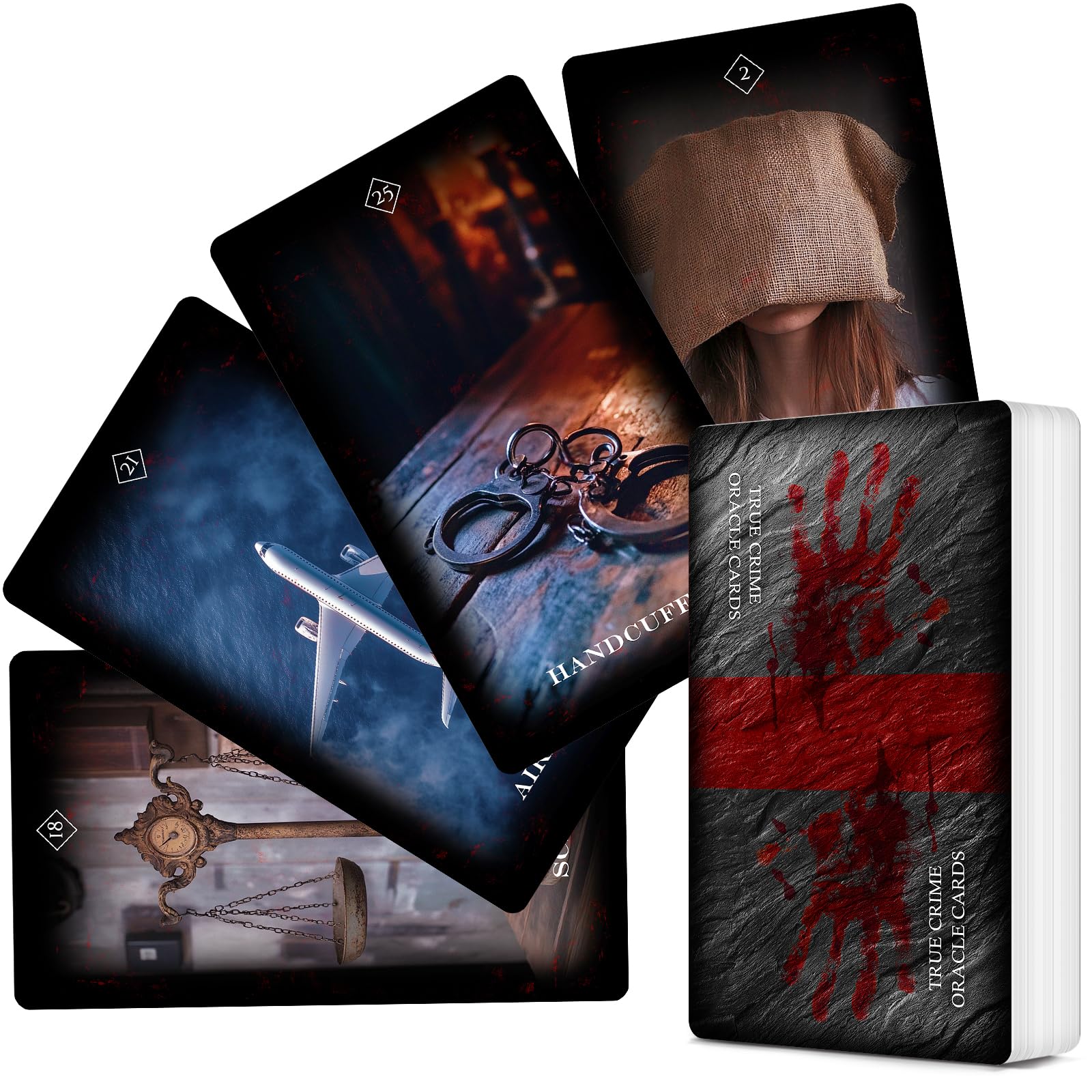 Photo 1 of ZZBUY True Crime Oracle Cards, Conspiracy Theory Oracle Deck with Meanings on Them for Beginners Uncovering Hidden Motives, Deception & Emotional Truths (Red Style)