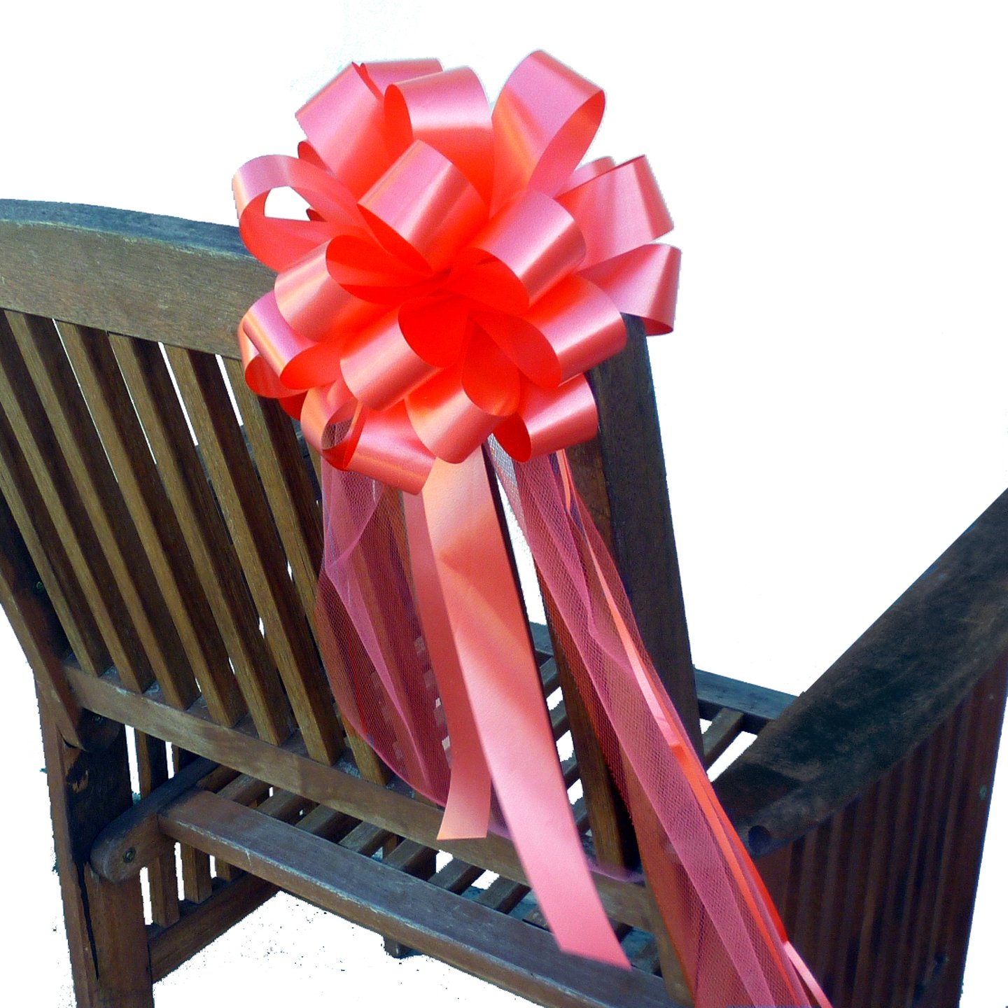 Amazoncom Coral Wedding Pull Bows With Tulle Tails 8 Wide Set