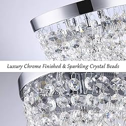 Sheenkarion Small Crystal Chandelier Flush Mount