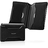 VULKIT Slim Card Holder Leather Small Front Pocket Wallet with Magnetic Closure RFID Blocking Minimalist Card Case(Black)