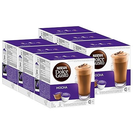 Nescafé Dolce Gusto Mocha, Mokka, Schokolade, Kaffee, Kaffeekapsel, 6er Pack, 6 x 16 Kapseln (48 Portionen)