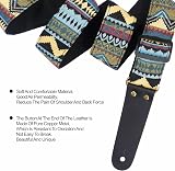 Nefelibata Guitar Strap Vintage Embroidered Cotton with Leather Ends view 7