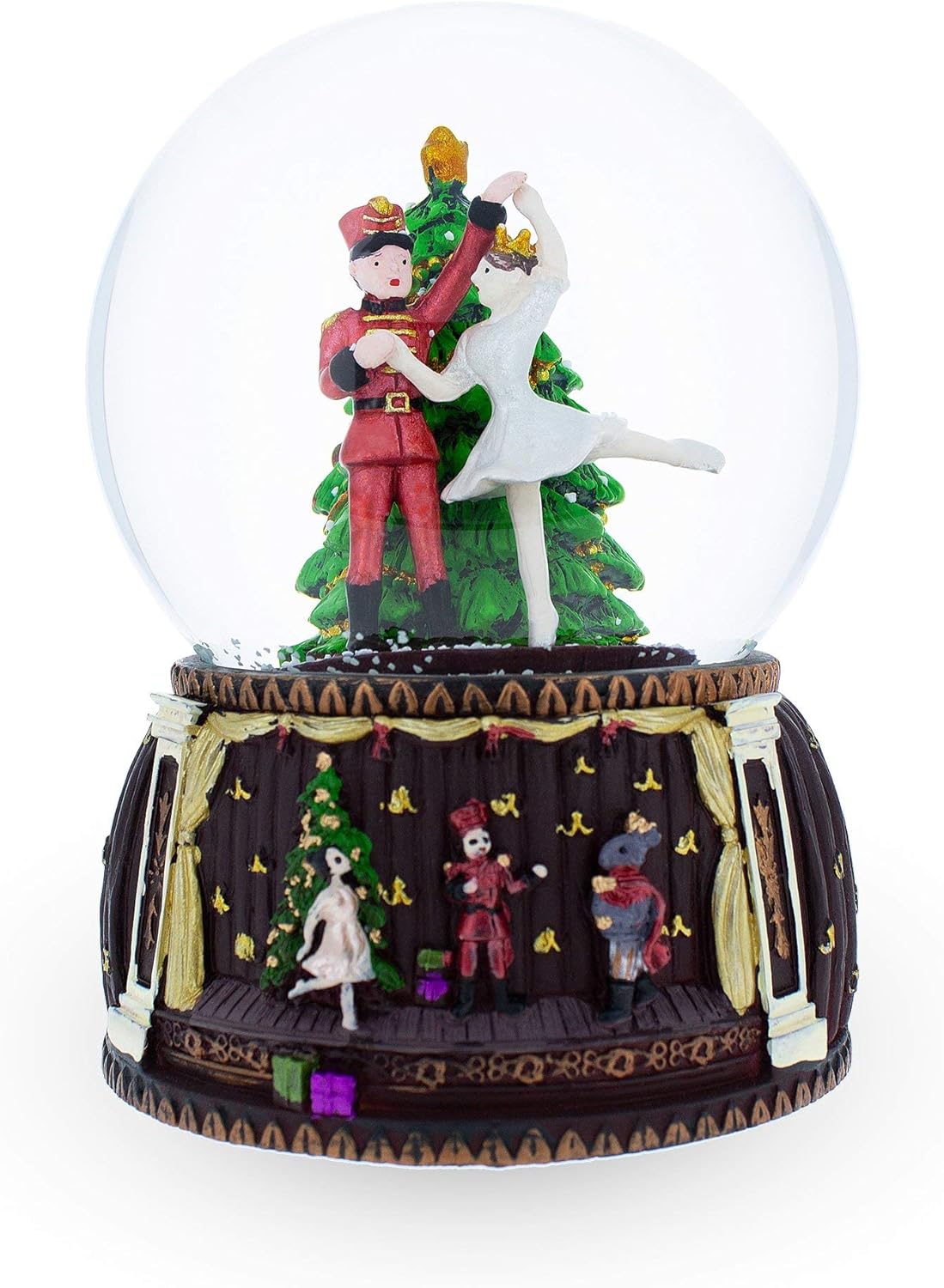 Snow Globes - Nutcracker Ballet Whirl: Musical Water Snow Globe Figurine with Dancing Nutcracker and Ballerina Around Christmas Tree