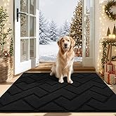hicorfe Indoor Door Mat,Non Slip Door Mats,32"x48" Front Back Door Mat Rubber Backing,Absorbent Resist Dirt Entrance Inside Floor Mats for Entryway Washable Low-Profile(Black)