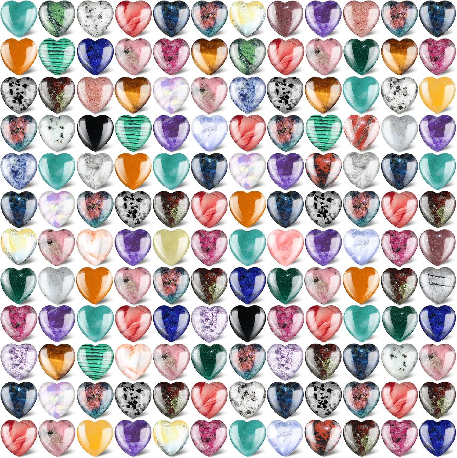 Indoor Fountains & Accessories - Nuenen 200 Pieces Heart Shaped Crystal Bulk 0.8 Inch Worry Stones Crystals Love Witch Gemstones Heart Pocket Palm Romantic Thumb Stones for Witchcraft Anxiety Relief Energy Balancing Meditation