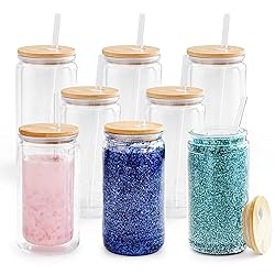 FECBK 8 Pack Acrylic Snow Globe Tumbler with Bamboo