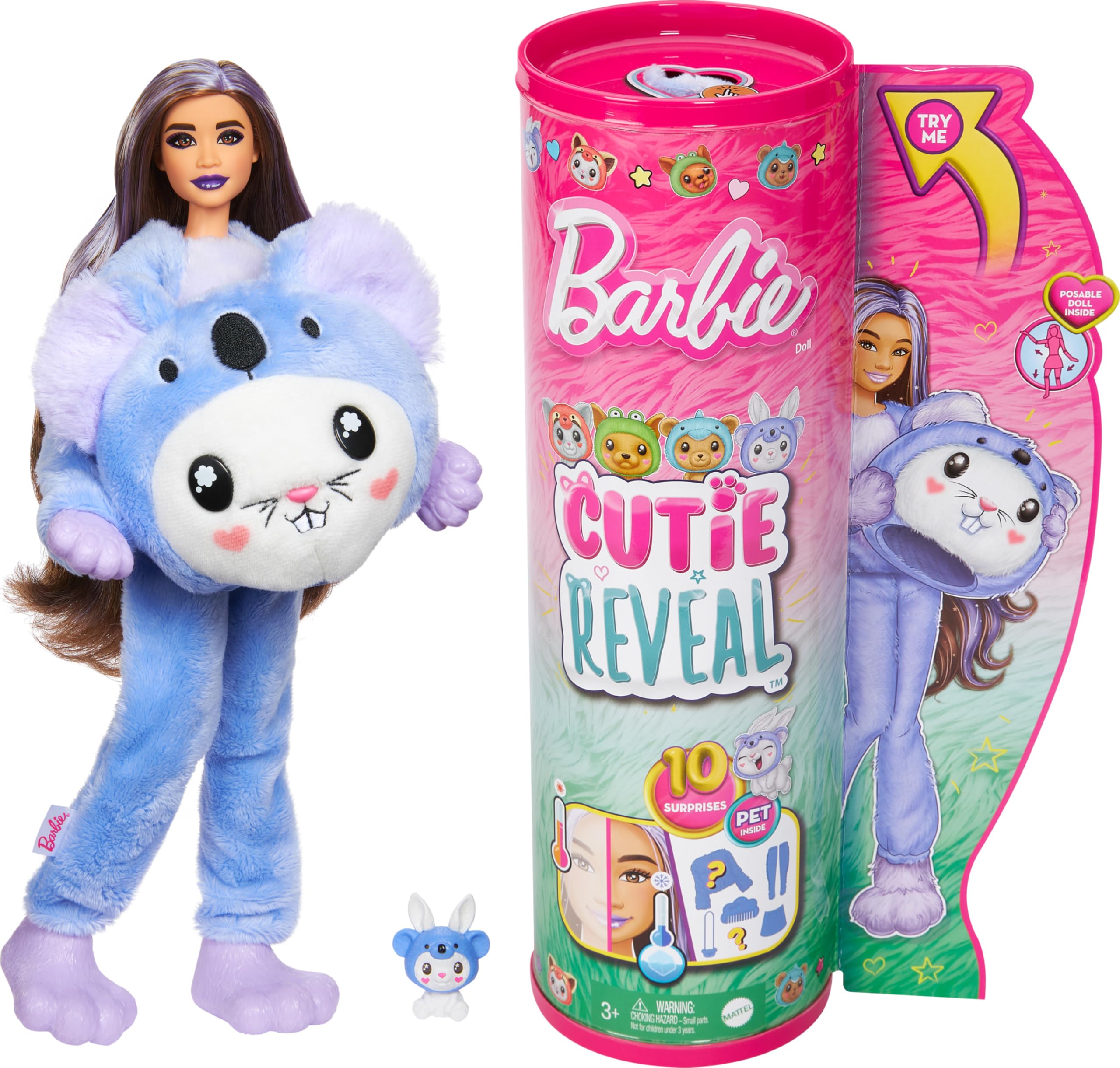 Barbie Cutie Reveal Doll & Accessories with Animal Plush Costume & 10 ...