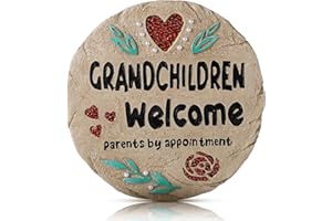 Yuntau Garden Stone Grandchildren Welcome Garden Decor 10 Inch Garden Stepping Stone Grandparents Gifts Resin Grandparents Garden Decor Spring Home Decorations for Garden Lawn Home Decor Holiday Gift