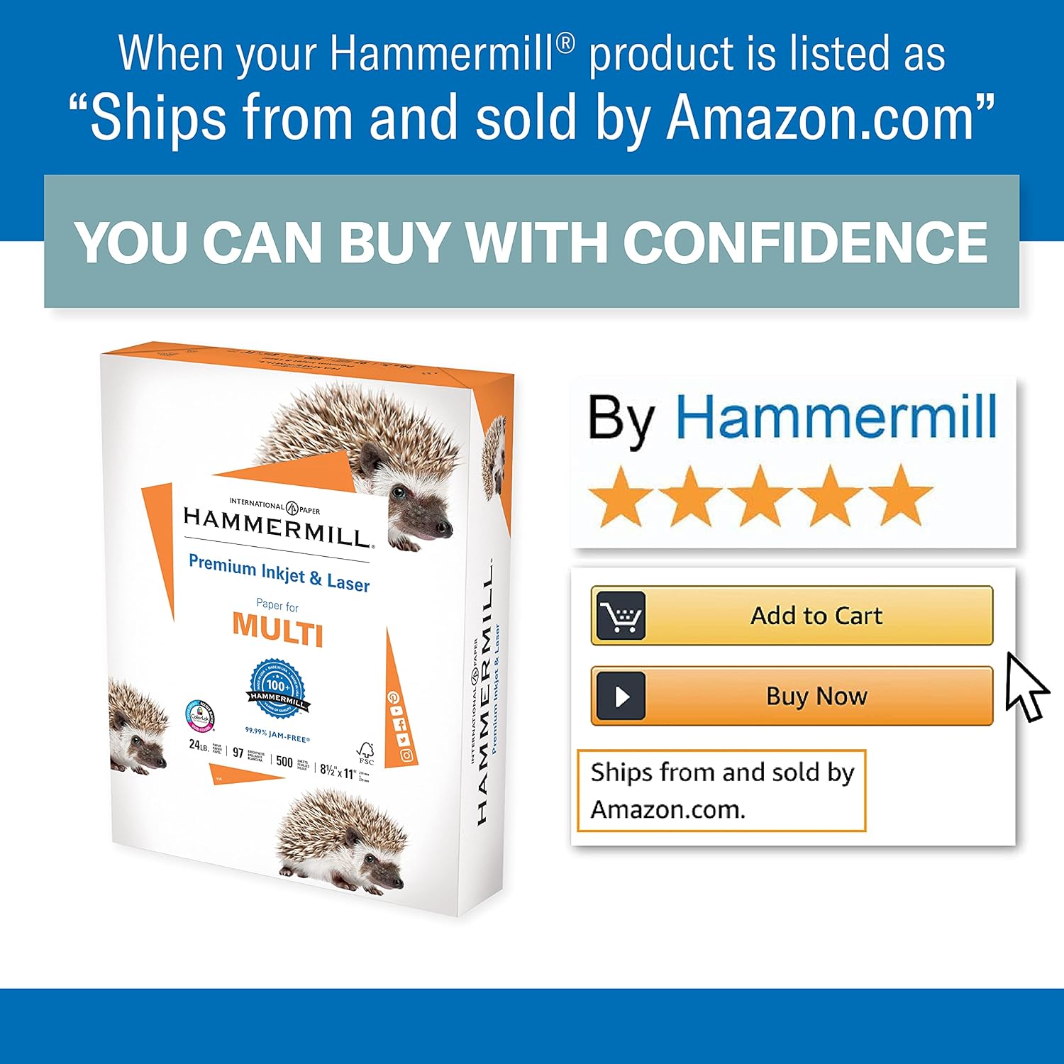 Hammermill Printer Paper, Premium Inkjet & Laser Paper 24 Lb, 8.5 x 11 - 5 Ream (2, 500 Sheets) - 97 Bright, Made in the USA, 166140C : Office Products