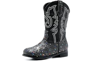 Motasha Girls Cowboy Boots Unisex-Child Cowgirl Boots Fashion Ankle Western Boots Toddler Girls Boots Riding Shoes Little Kid Big Kid