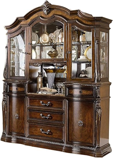 Amazon Com Bautistia Italian Country Buffet Hutch In Cherry