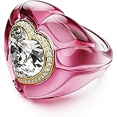 Swarovski Dulcis cocktail ring, Heart cut, Pavé, Heart, Pink, Size 6 3/4