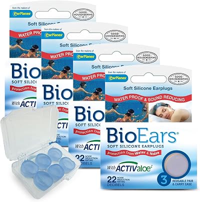 BioEars Soft Silicone Earplugs Multi Pack 4 Pack 12 Pairs Comfort Sleep Noise