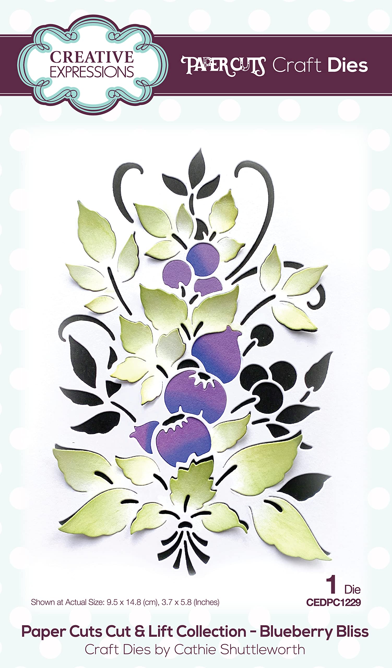 Creative Expressions Paper Cut & Lift-Blueberry Bliss-Craft Die, Metal, 9.5 x 14.8 cm