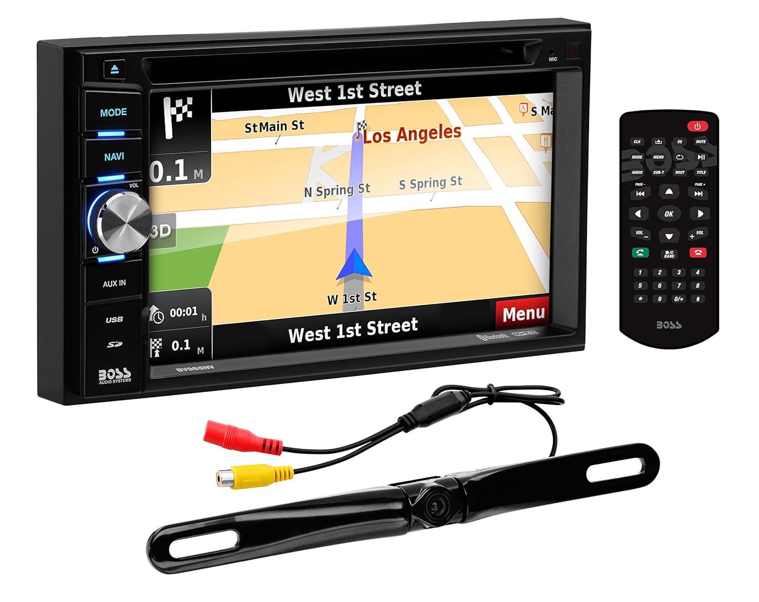 Boss Audio Elite BN965BLC DVD Player/Navigation - GPS, Double Din,  Bluetooth, 6.5 Inch Touchscreen LCD Monitor, DVD Player, MP3 Player, CD,  USB/SD Ports, ...