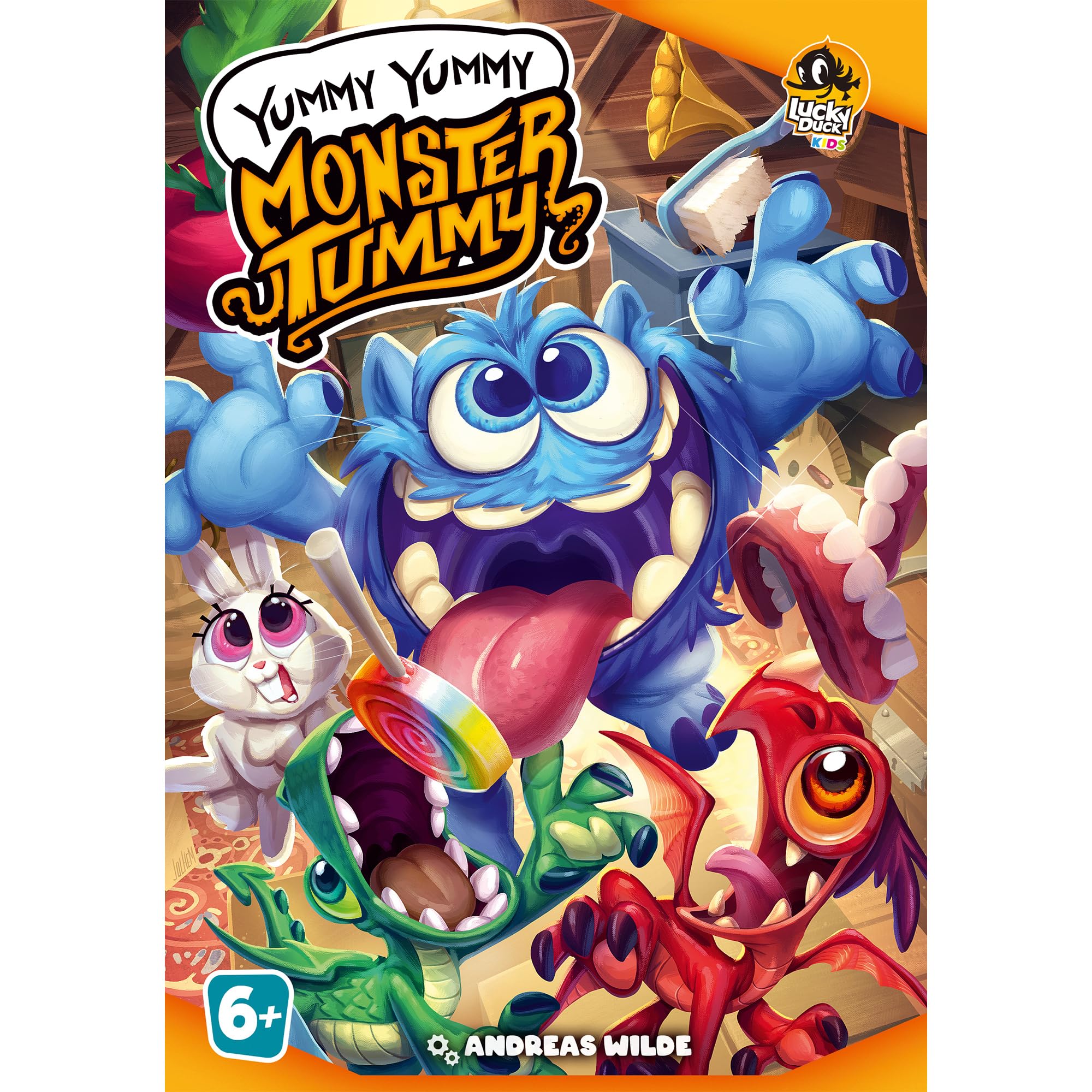 Lucky Duck Games Yummy Yummy Monster Tummy Board Game - Color-Matching Fun for All Ages! Fun Family Game for Kids and Adults, Ages 6+, 2-4 Players, 15-30 Minute Playtime, Made