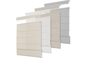 BERISSA Top Down Bottom up Roman Shades for Window, No Drill No Tools Roman Blinds Cordless Thermal Insulated Light Filtering Roman Window Shades for Home,Bedroom,58" W x 60" H,Linen Beige