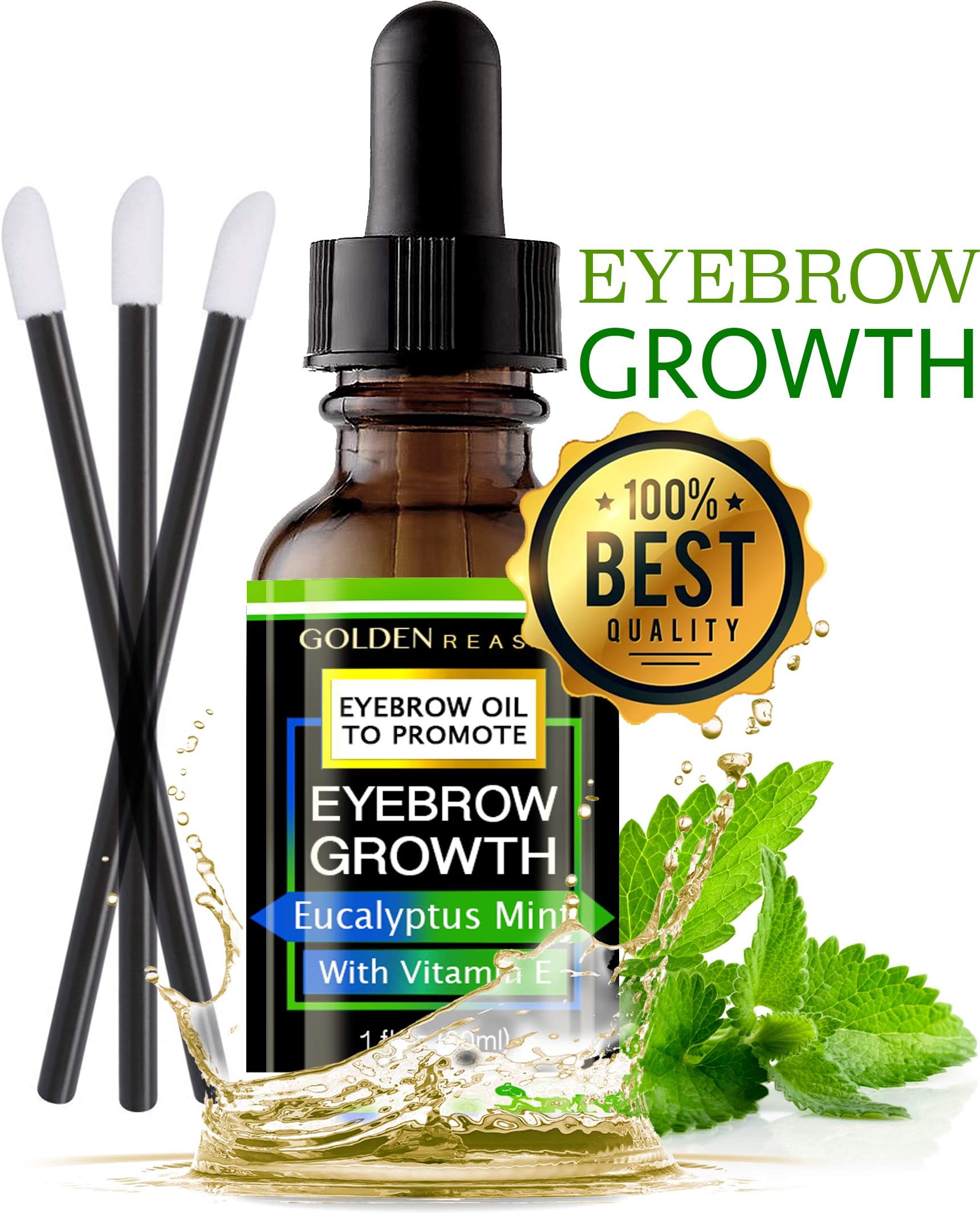 New Premium Eyebrow Growth Serum. Advanced Natural Eyebrow Growth Enhancer Oil With Vitamin E. Made in USA (Mint & Eucalyptus)