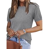 Zeagoo Womens Summer Short Sleeve Tops Crew Neck Lightweight Pullover Sweaters Loose Dressy Casual Blouse Basic Clothes