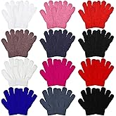 Syhood 12 Pairs Kids Gloves Stretch Full Finger Mittens Winter Warm Knitted Unisex Kid Gloves for Boys and Girls Christmas Giving