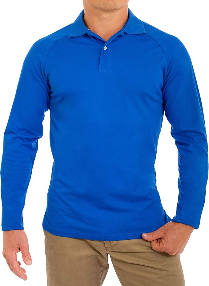 Amazon.com: CC Perfect Slim Fit Long Sleeve Polo Shirts for Men | Soft Fitted Breathable Mens 