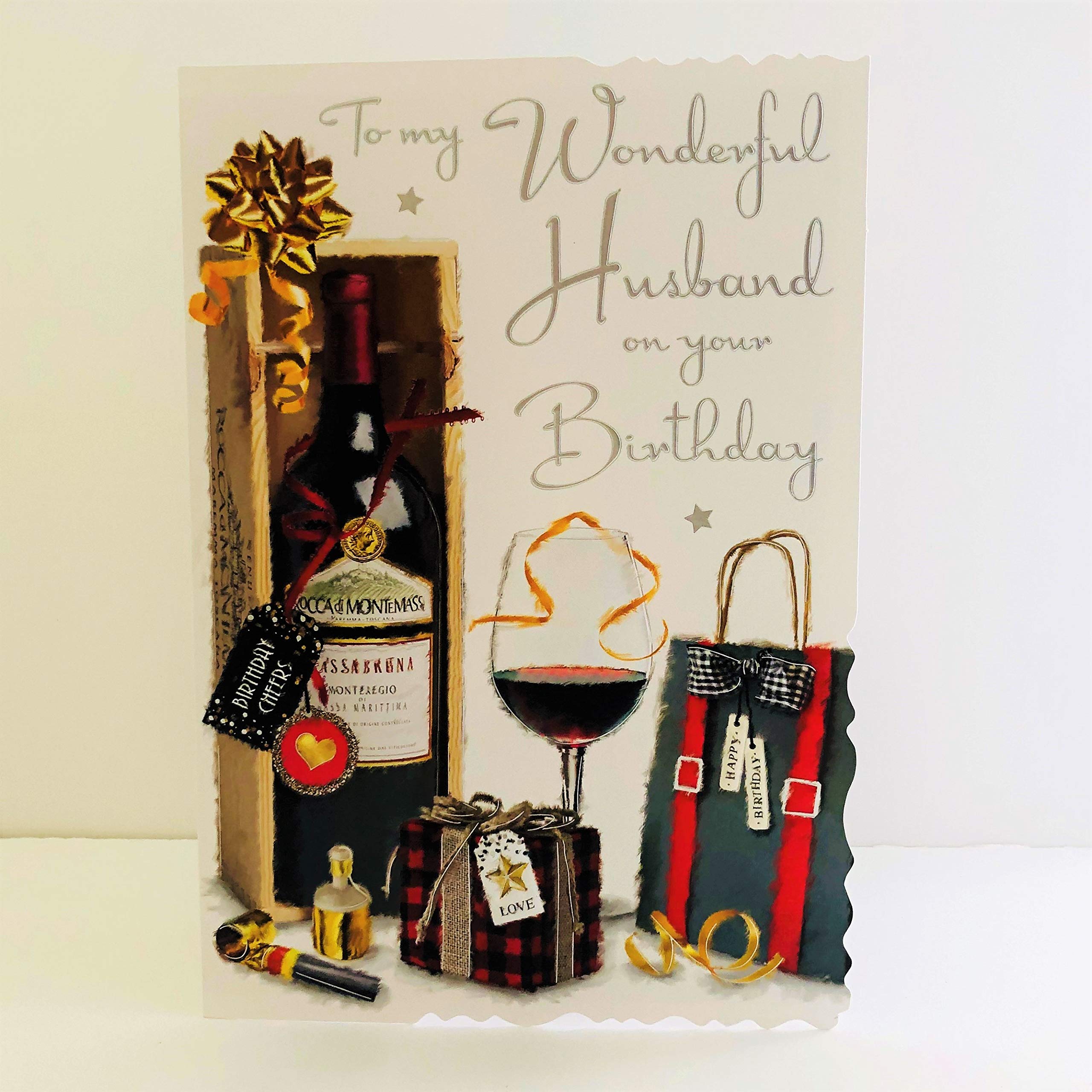 Jonny Javelin to My Wonderful Husband On Your Birthday Card - Red Wine