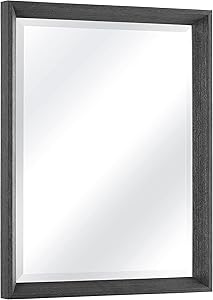 Mosearon 20x28 Wood Frame Beveled Wall Mirror, Rustic Rectangular Mirror Farmhouse Decor, Vertical or Horizontal Hanging, for Bathroom Vanity, Living Room or Bedroom or Entryway Decoration, Black